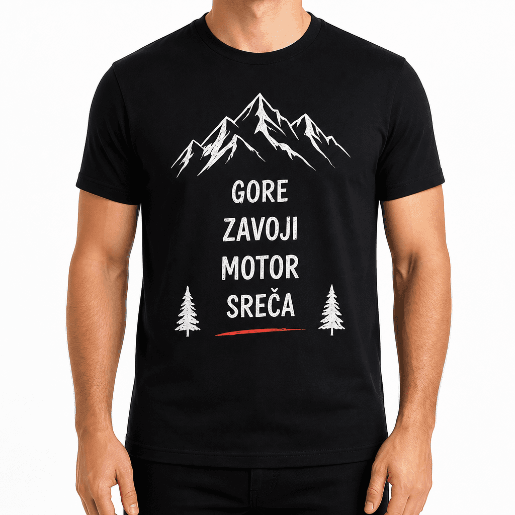 Majica za motorista – GORE ZAVOJI MOTOR SREČA