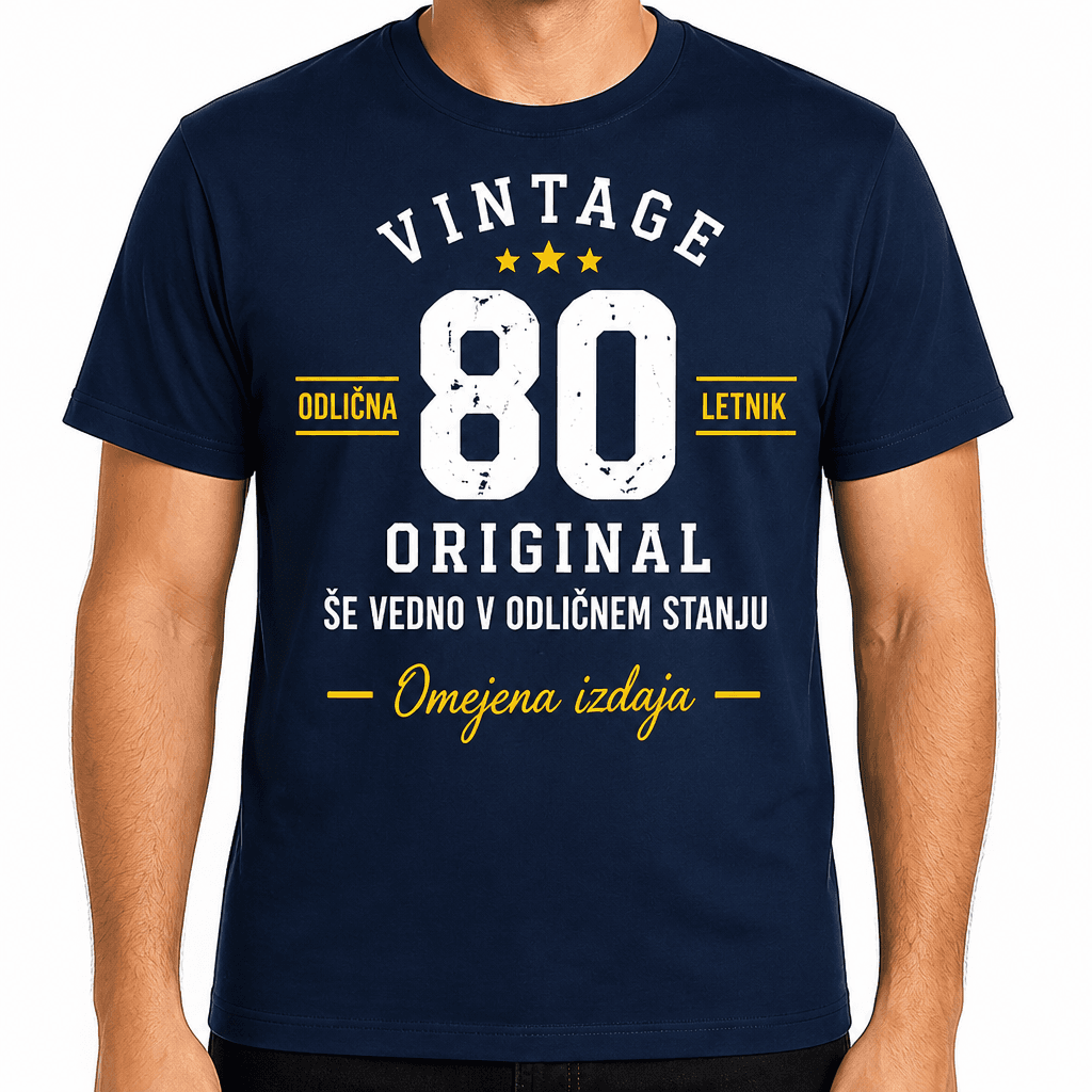Majica za 80 let – Vintage odlična 80 letnik, original, še vedno v odličnem stanju.