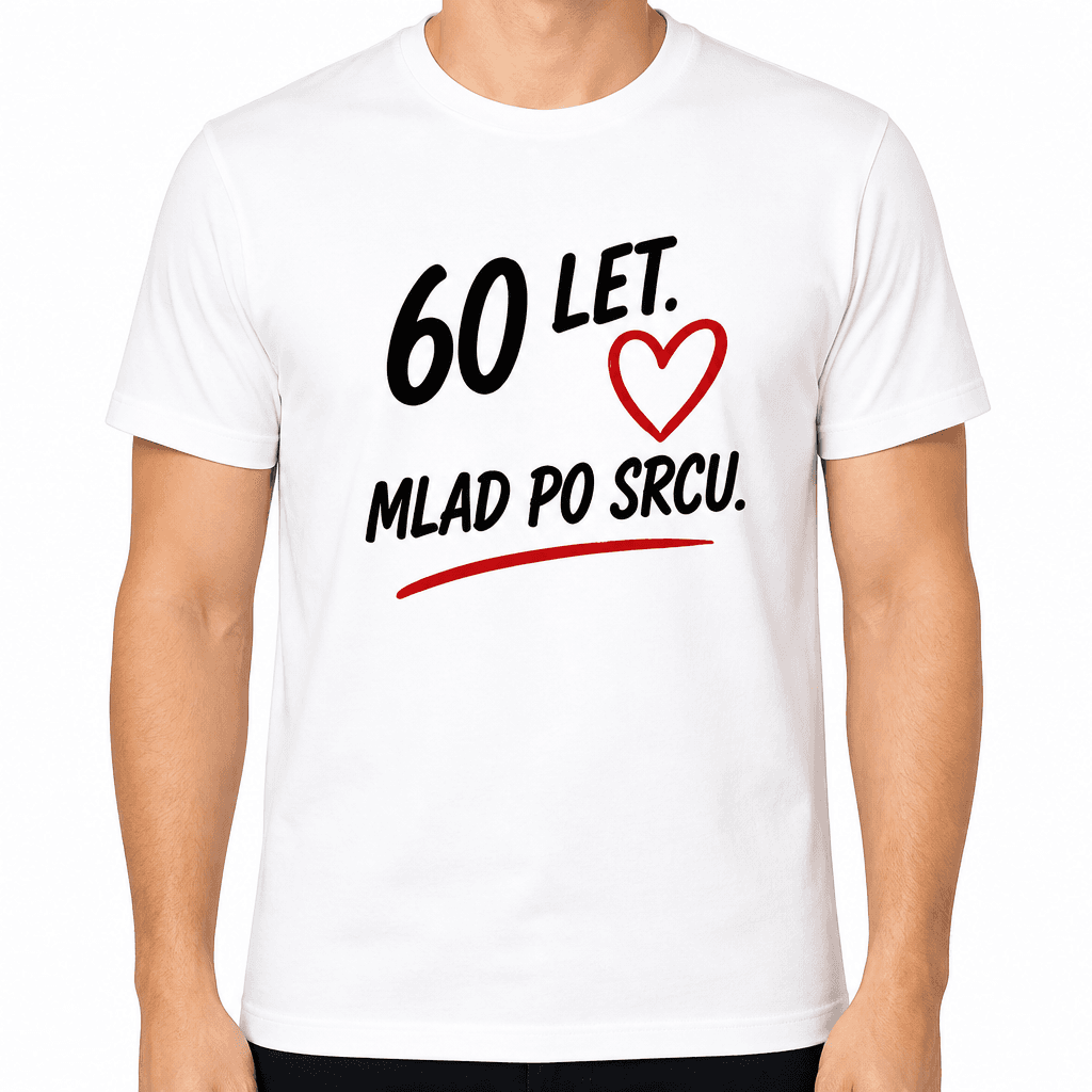 Majica za 60 let – 60 let. Mlad po srcu.