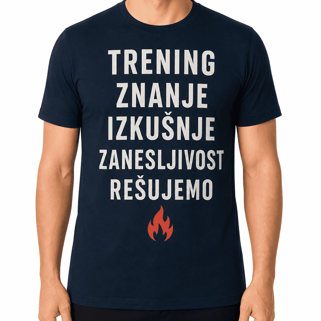 Majica za gasilca – Trening znanje izkušnje zanesljivost rešujemo