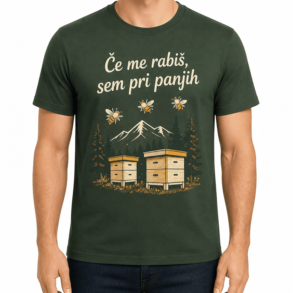 Majica za čebelarja – Če me rabiš, sem pri panjih