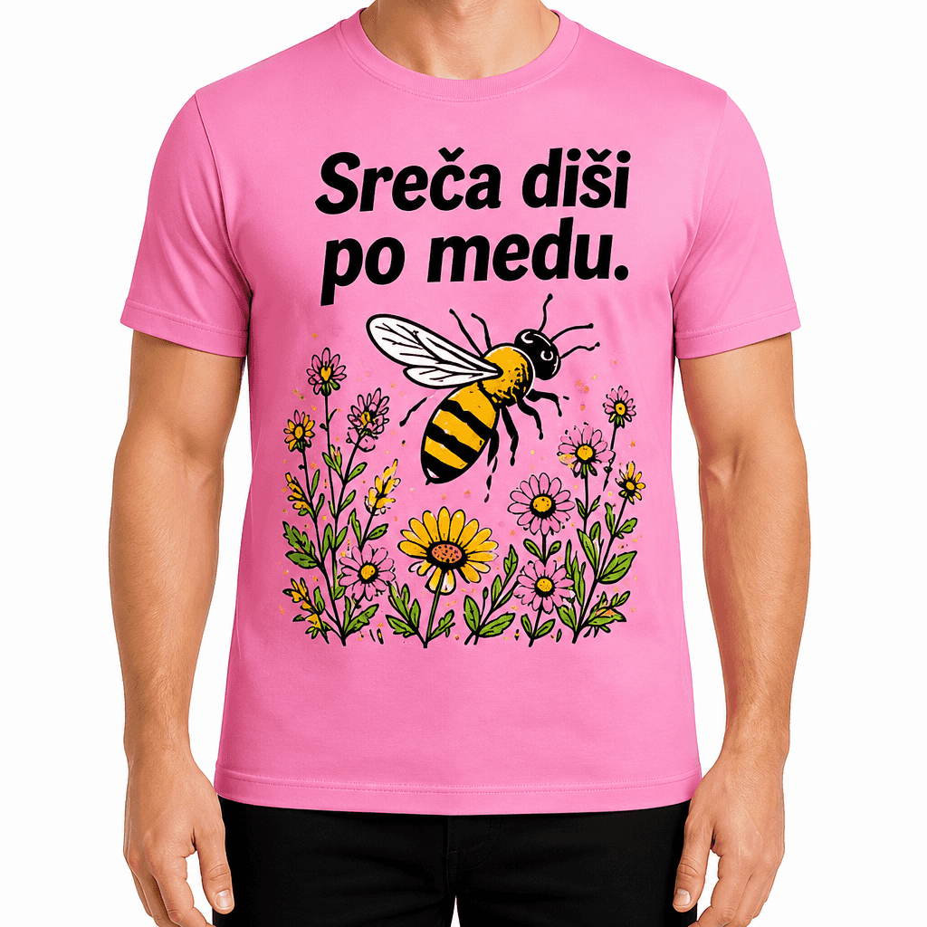 Majica za čebelarja – Sreča diši po medu.