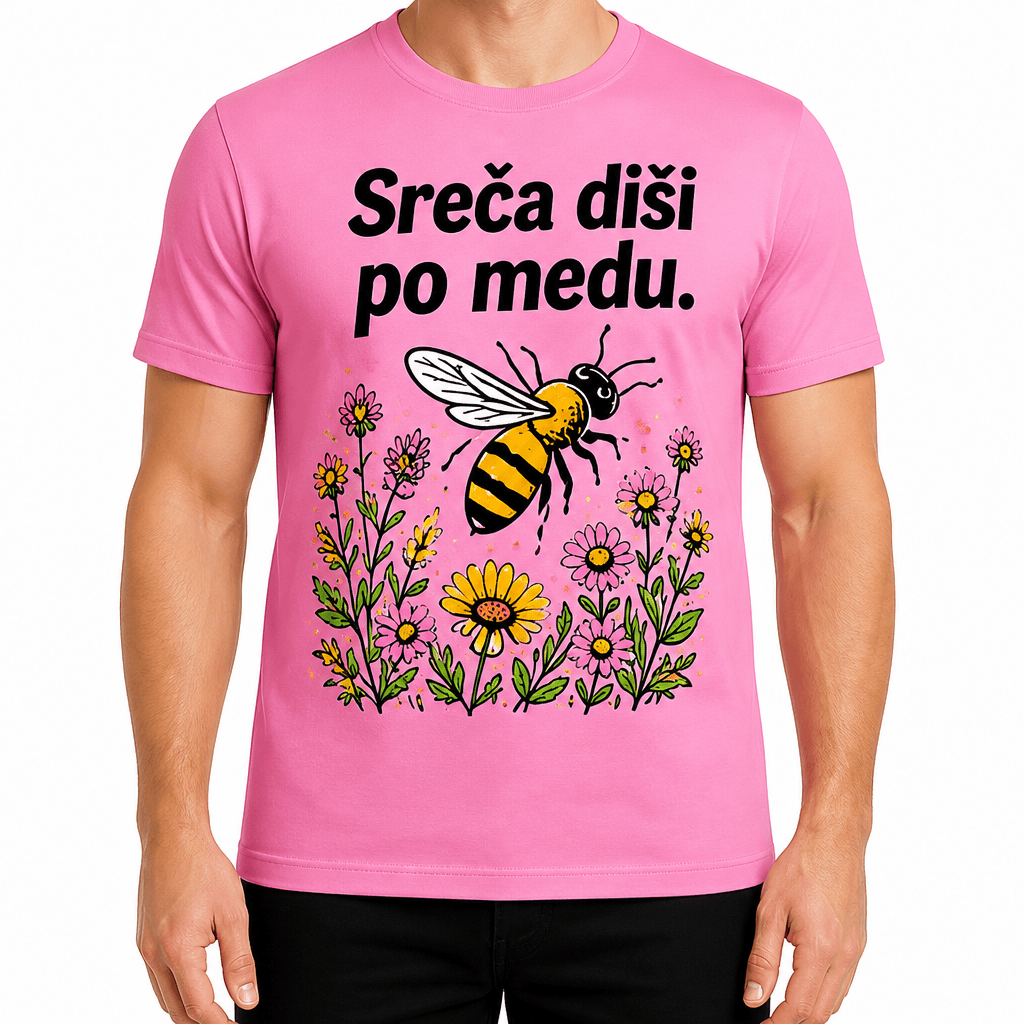 Majica za čebelarja – Sreča diši po medu.