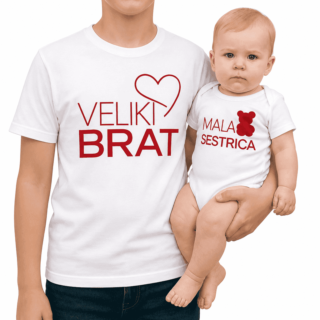 (komplet) bodi in majica velik brat mala sestrica