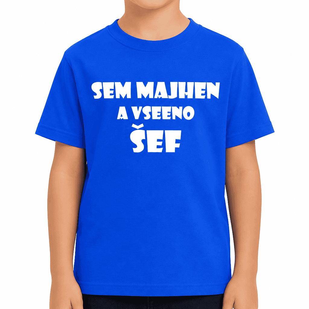 Smešna otroška majica SEM MAJHEN A VSEENO ŠEF