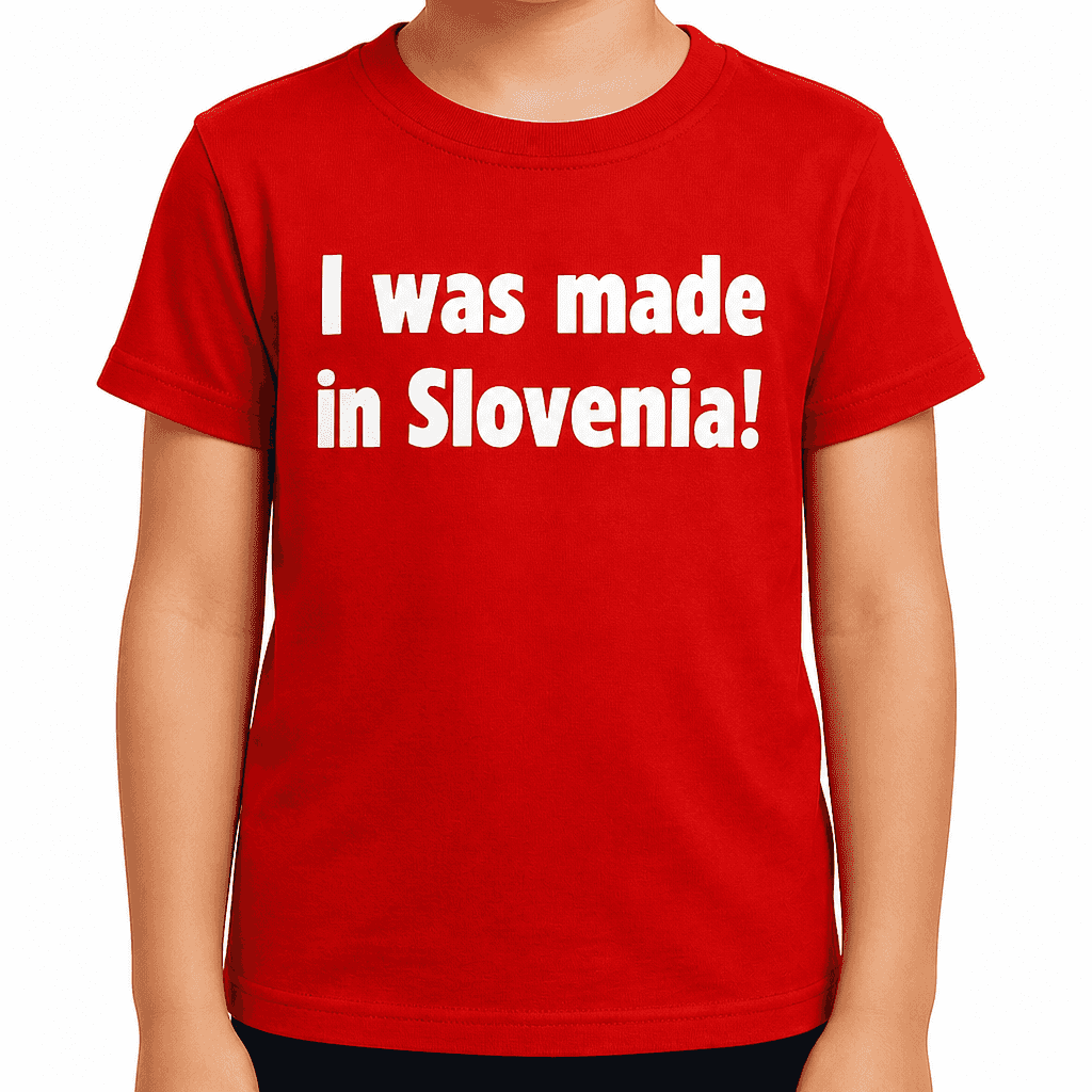 Smešna otroška majica I was made in Slovenia!