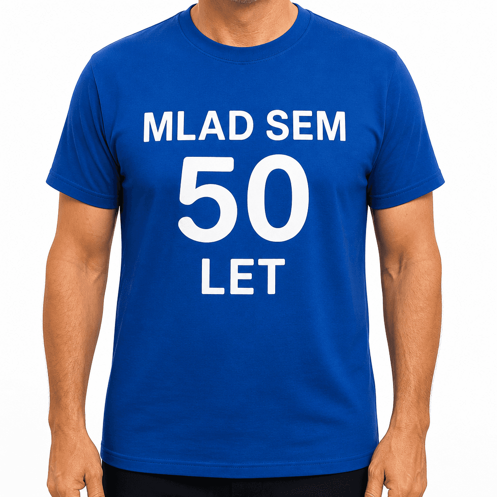 Smešna majica MLAD SEM 50 LET
