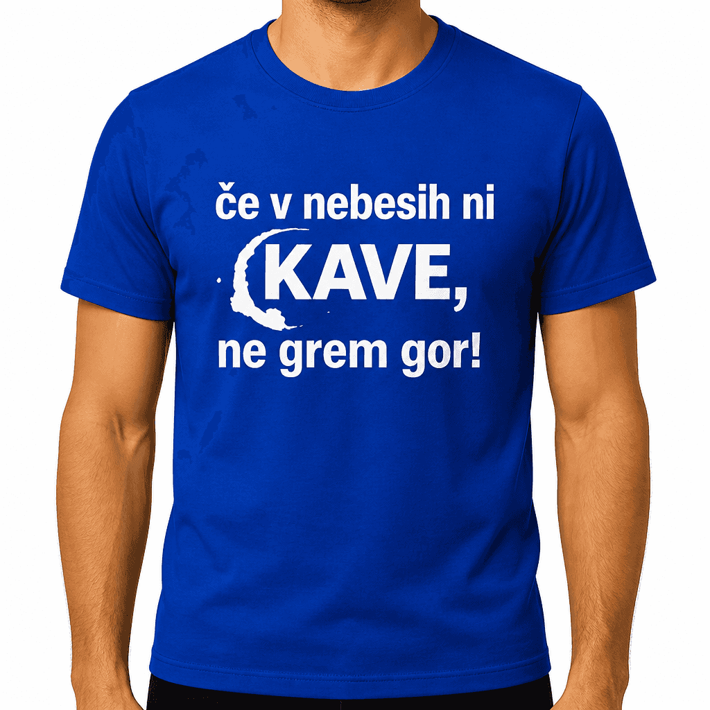 Smešna majica 'če v nebesih ni KAVE, ne grem gor!'