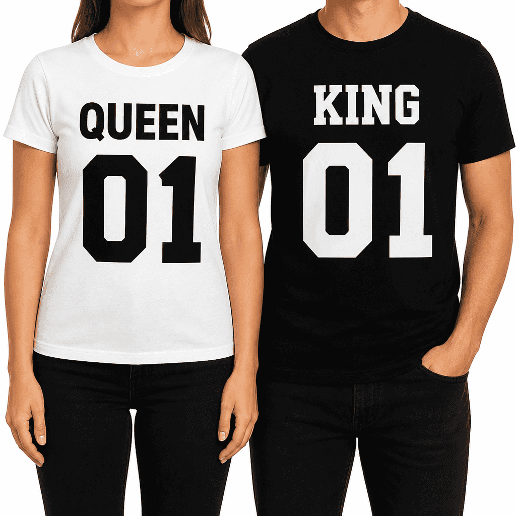 Majica (komplet) KING QUEEN - dvobarvni