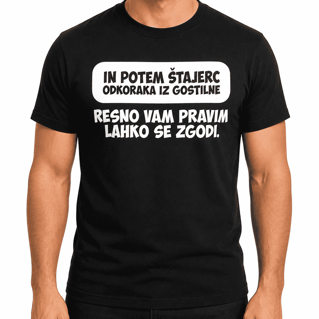 Smešna majica Štajerc odkoraka iz gostilne