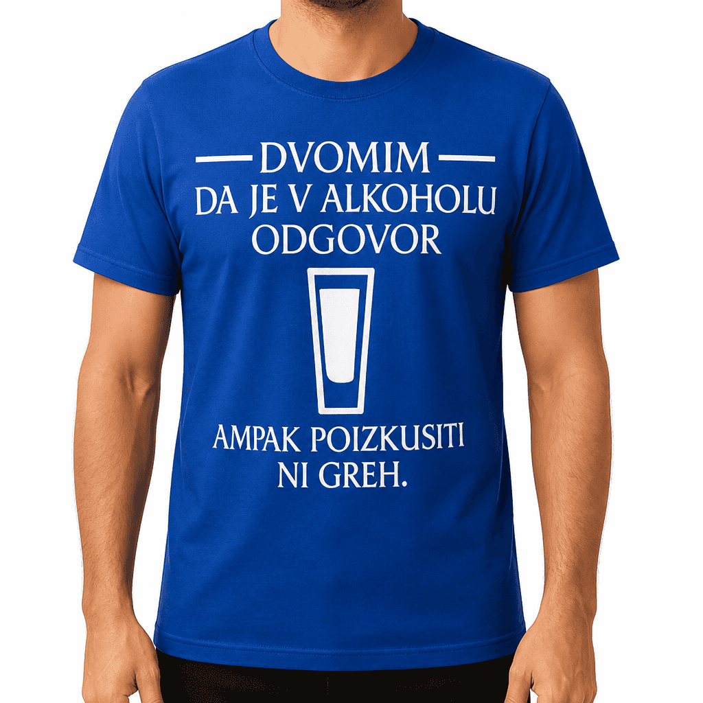 Smešna majica dvomim da je odgovor v alkoholu