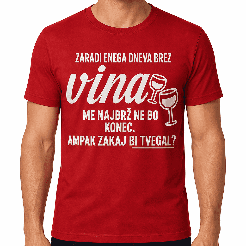 Smešna majica dan brez vina - kozarci