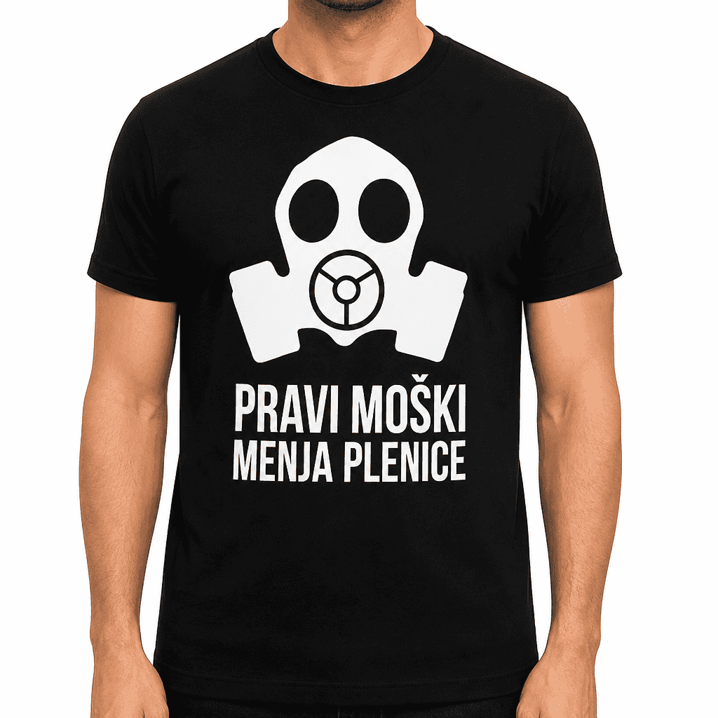 Smešna majica PRAVI MOŠKI MENJA PLENICE