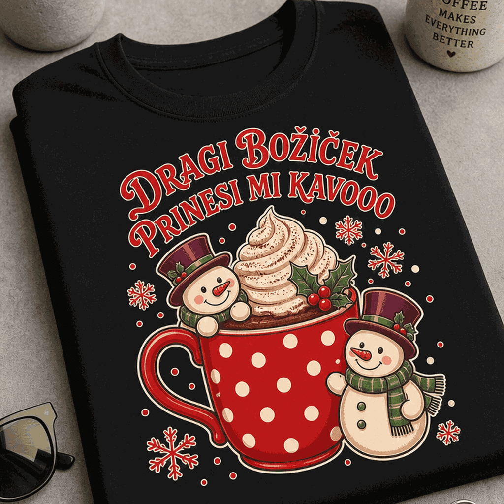 Majica za ljubitelje kave - Dragi Božiček prinesi mi kavooo