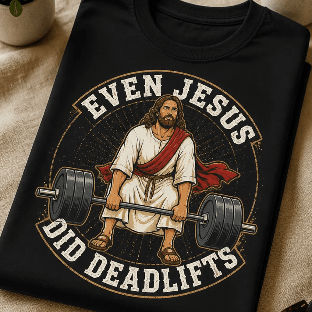 Majica za fitnes navdušence - EVEN JESUS DID DEADLIFTS