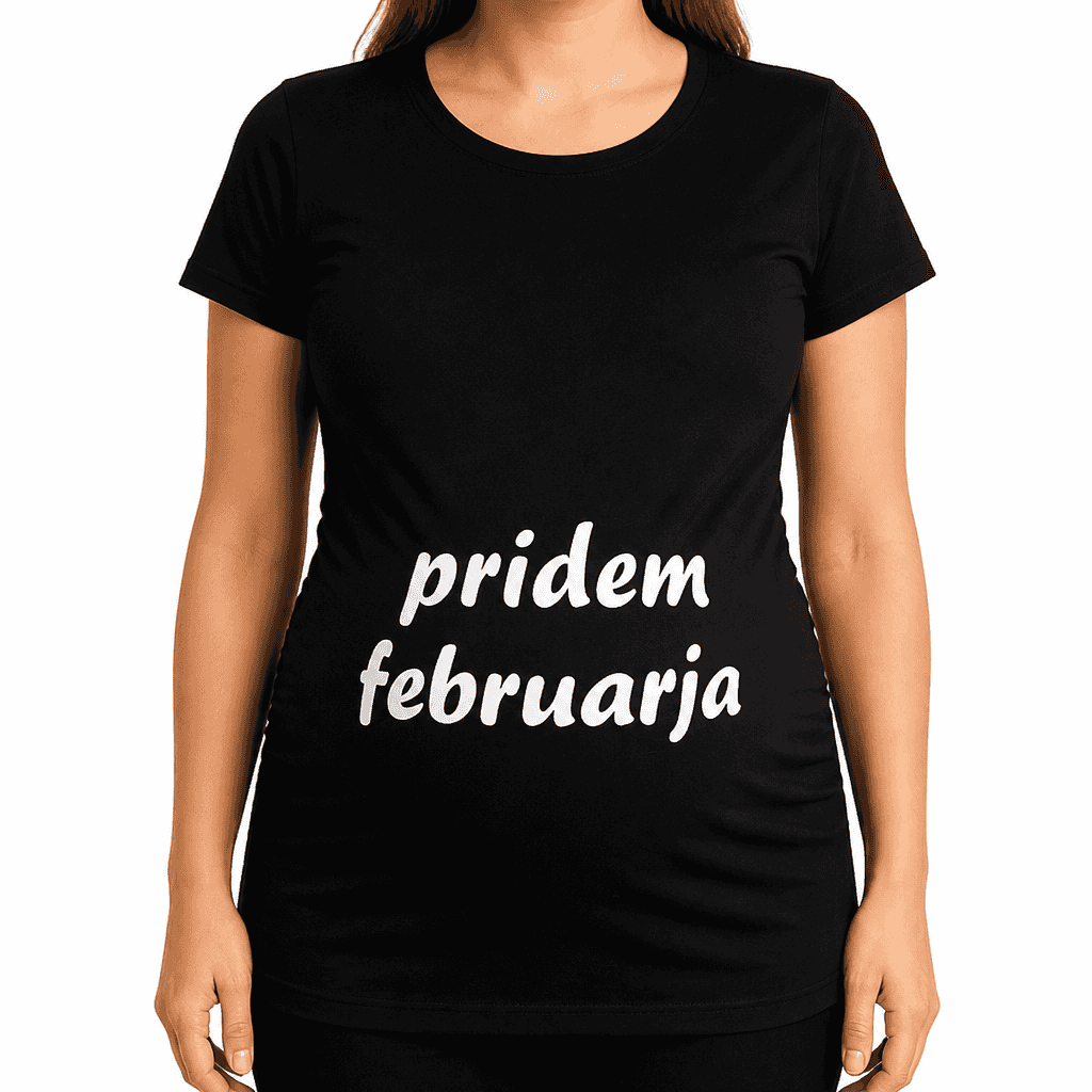 Majica za nosečnice 'pridem februarja'