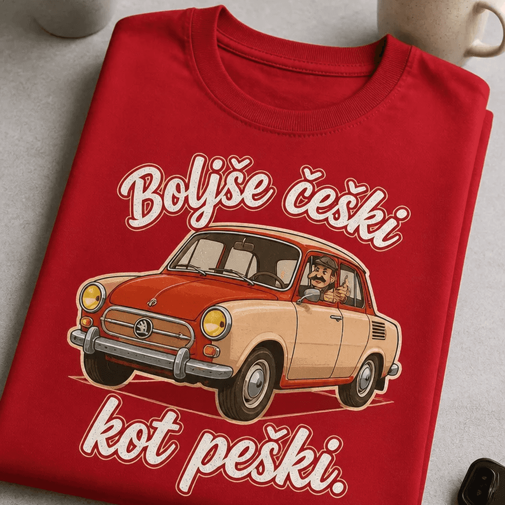 Majica za ljubitelje avtov - Boljše češki kot peški.