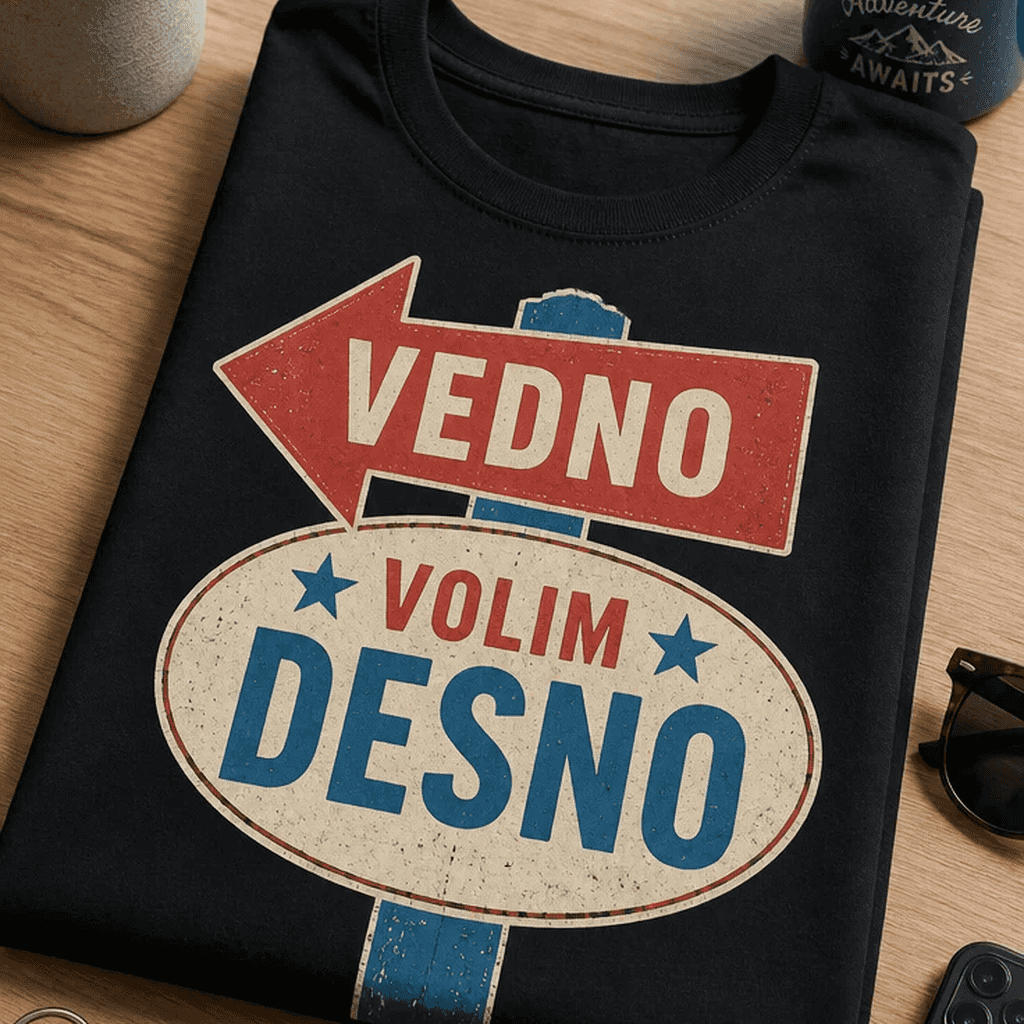 Majica za ljubitelje balkanskega humorja - VEDNO VOLIM DESNO