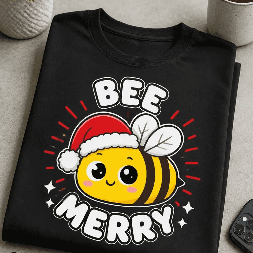 Majica za ljubitelje božičnih besednih iger - BEE MERRY