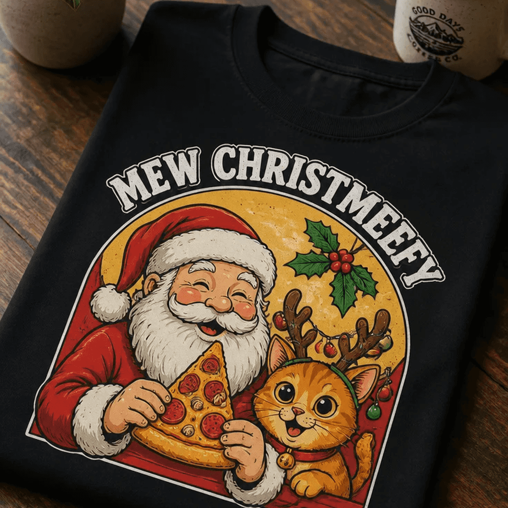 Majica za ljubitelje božičnih mačk - MEW CHRISTMEEFY