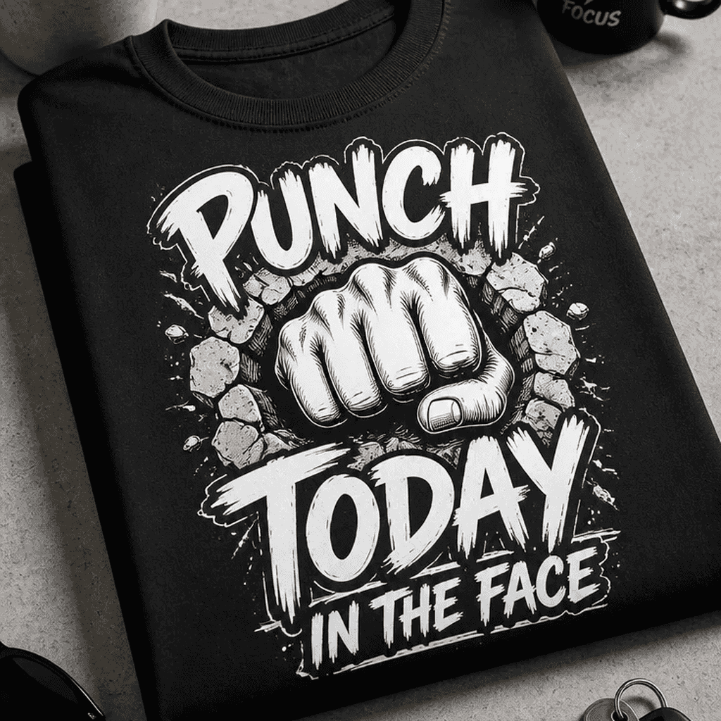 Majica za ljubitelje črnega humorja punch today in the face