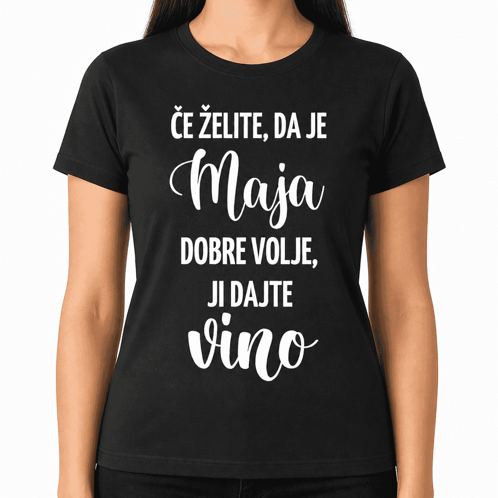 Smešna majica dajte ji vino (ime po želji)