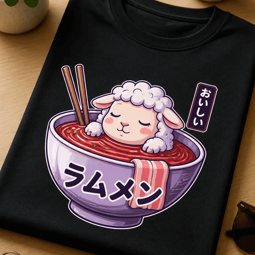 Majica za ljubitelje prikupnih motivov - ovčka ramen