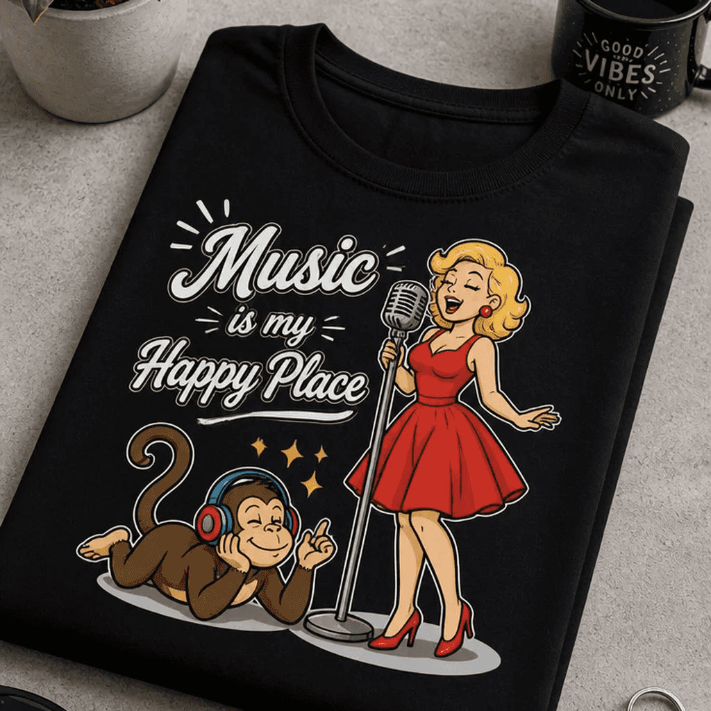 Majica za ljubitelje retro humorja - pevka in opica