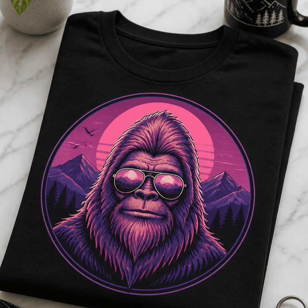 Majica za ljubitelje skrivnostnih bitij - retro Bigfoot