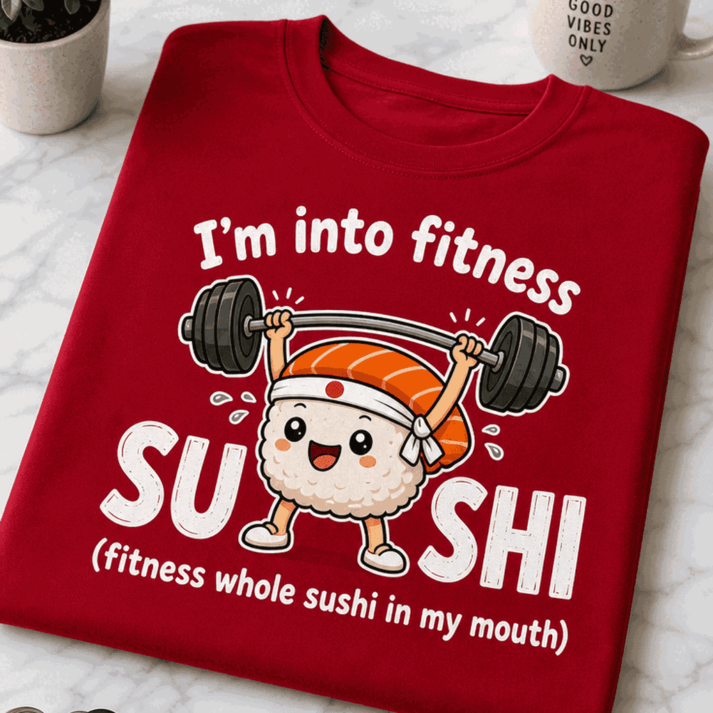 Majica za ljubitelje sušija in fitnes humorja