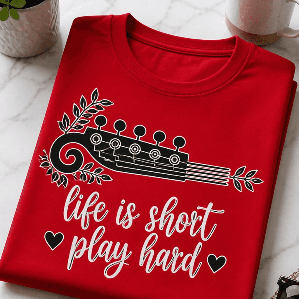 Majica za ljubiteljice glasbe - life is short play hard
