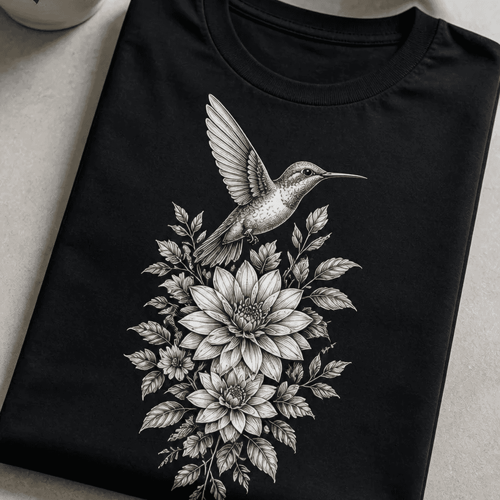 Majica za ljubiteljice nežnih motivov - kolibri in cvetje