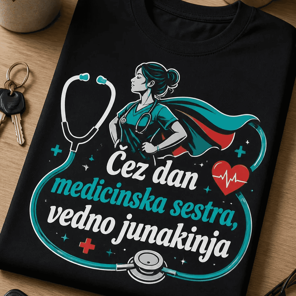Majica za medicinske sestre čez dan, vedno junakinja