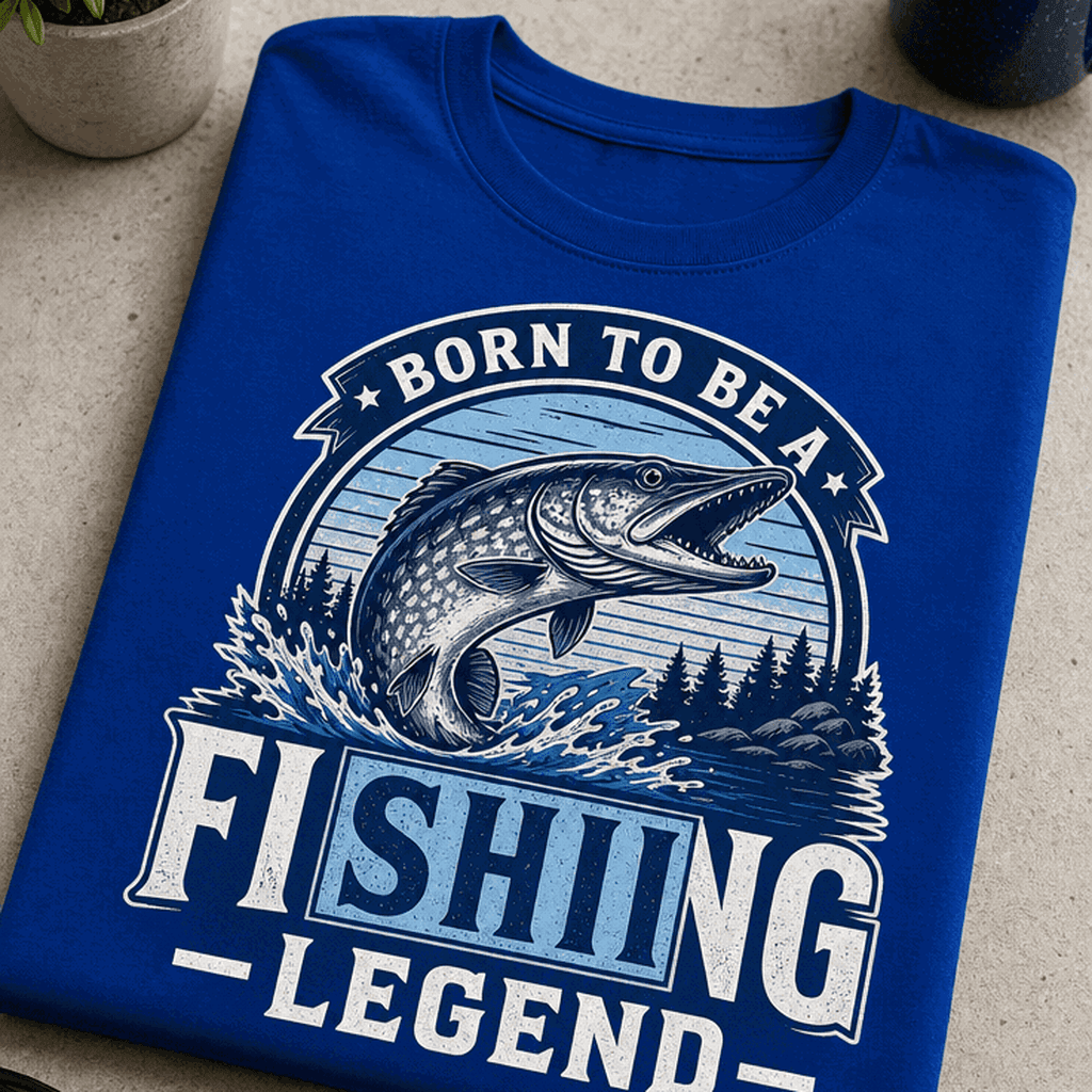 Majica za ribiča - BORN TO BE A FISHING LEGEND