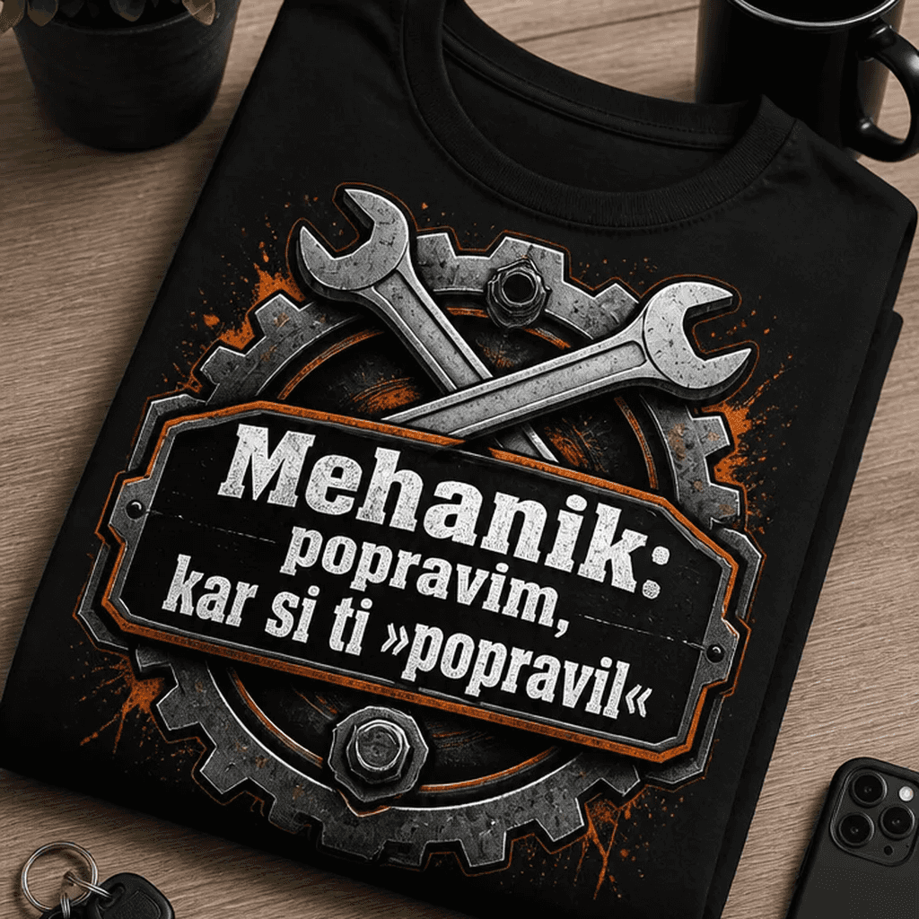 Majica za mehanike – Mehanik: popravim, kar si ti »popravil«