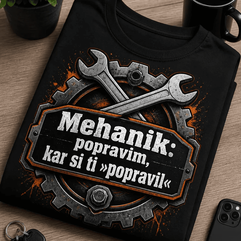 Majica za mehanike – Mehanik: popravim, kar si ti »popravil«