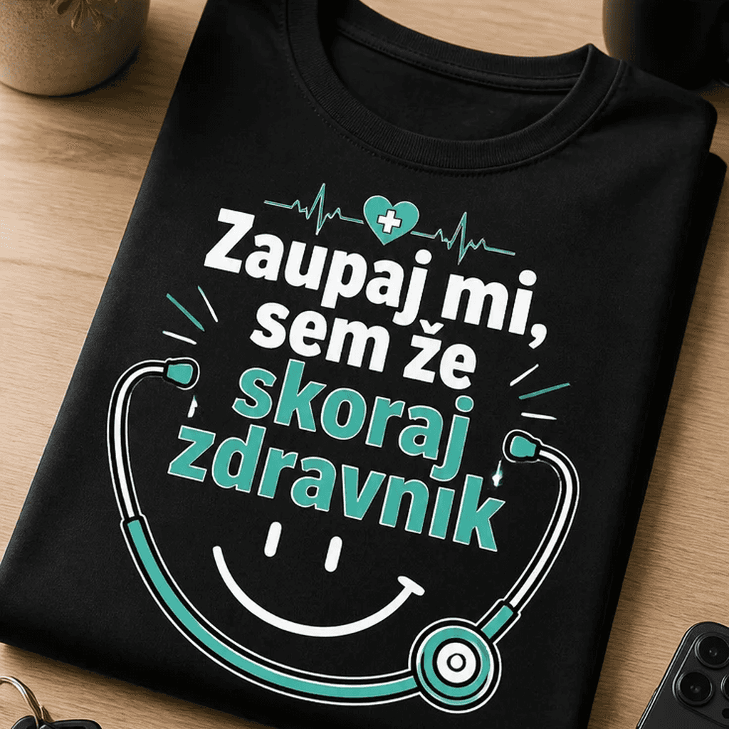 Medicinska majica Zaupaj mi, sem že skoraj zdravnik
