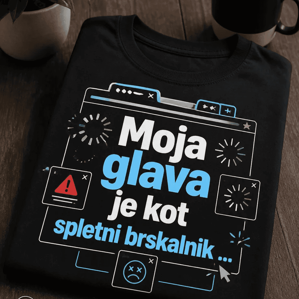 Smešna majica Moja glava je kot spletni brskalnik