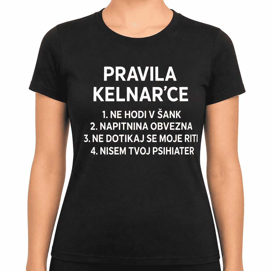 Smešna majica pravila kelnarce