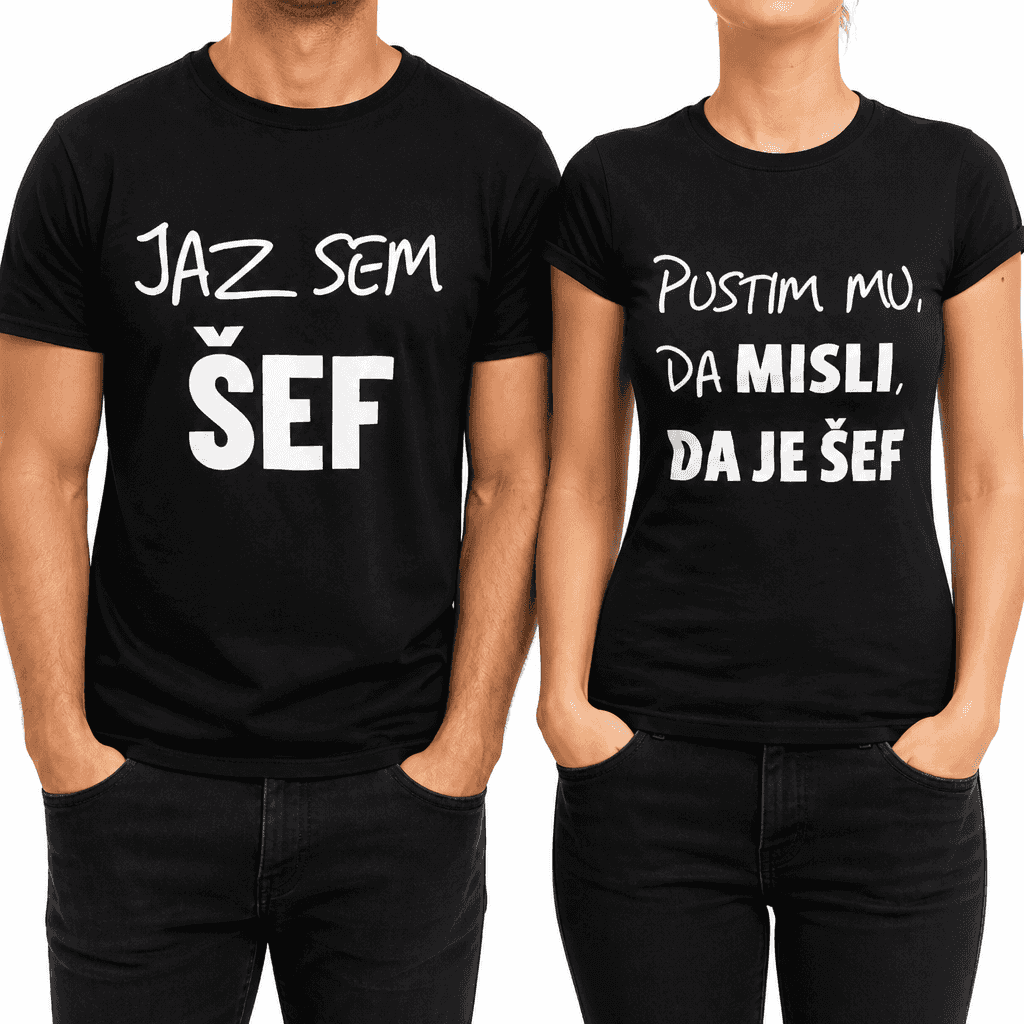 Zabavni majici (komplet) misli, da je šef