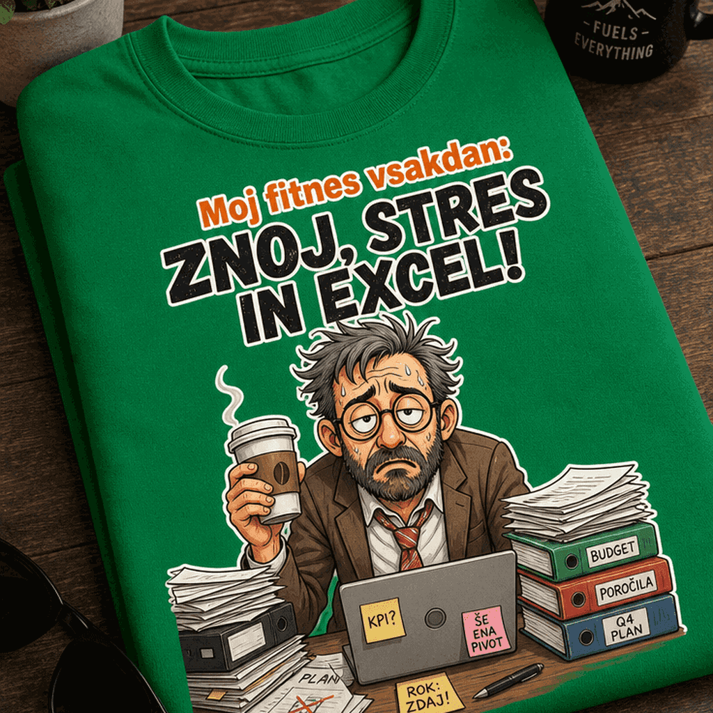 Majica za pisarniške delavce: Znoj, stres in Excel