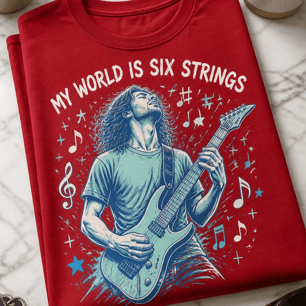 Majica za kitarista - MY WORLD IS SIX STRINGS