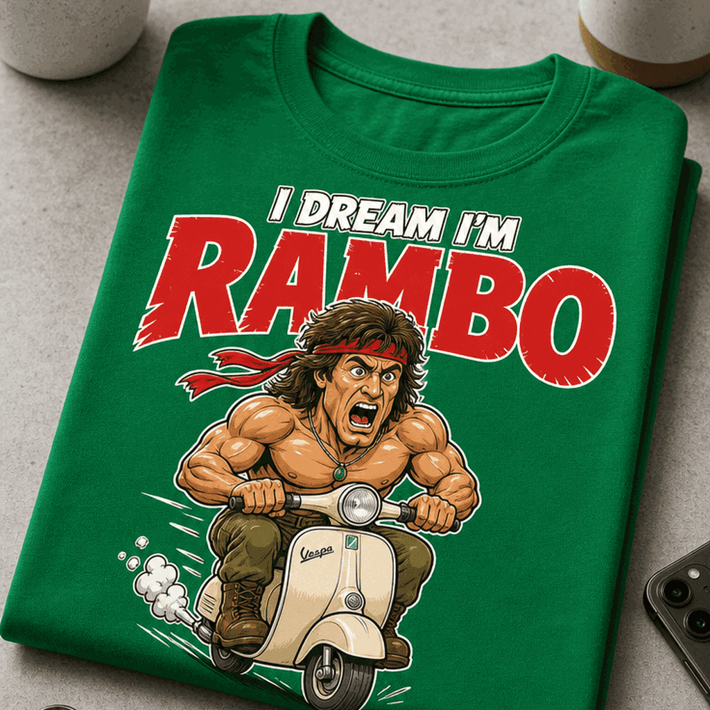 Majica za ljubitelje akcijskega humorja - I dream I'm Rambo
