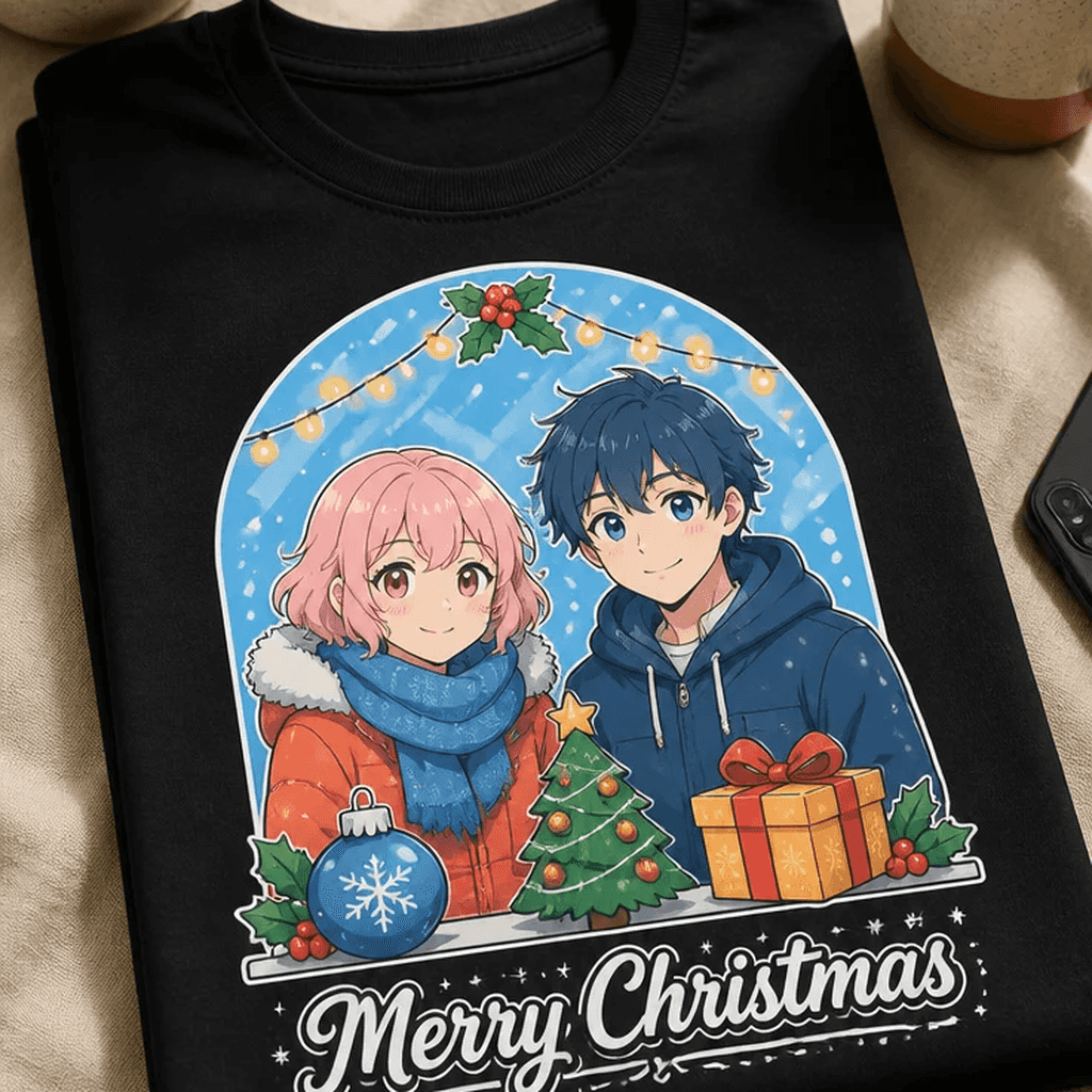 Majica za ljubitelje animeja - božični anime par
