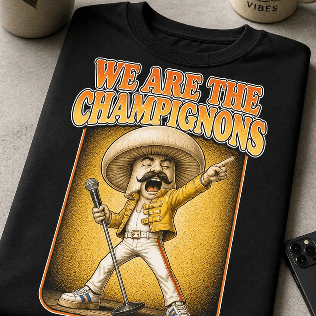 Majica za ljubitelje besednih iger - WE ARE THE CHAMPIGNONS