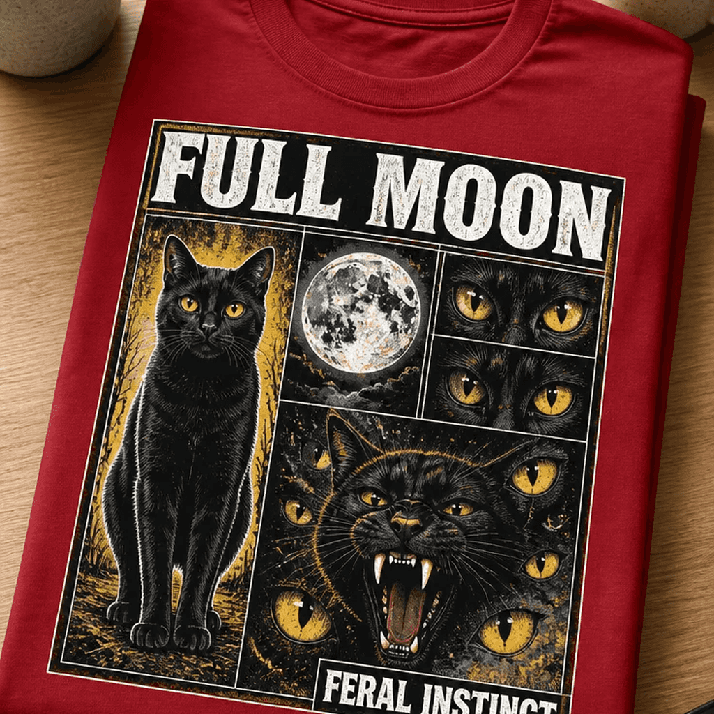 Majica za ljubitelje črnega humorja full moon feral instinct