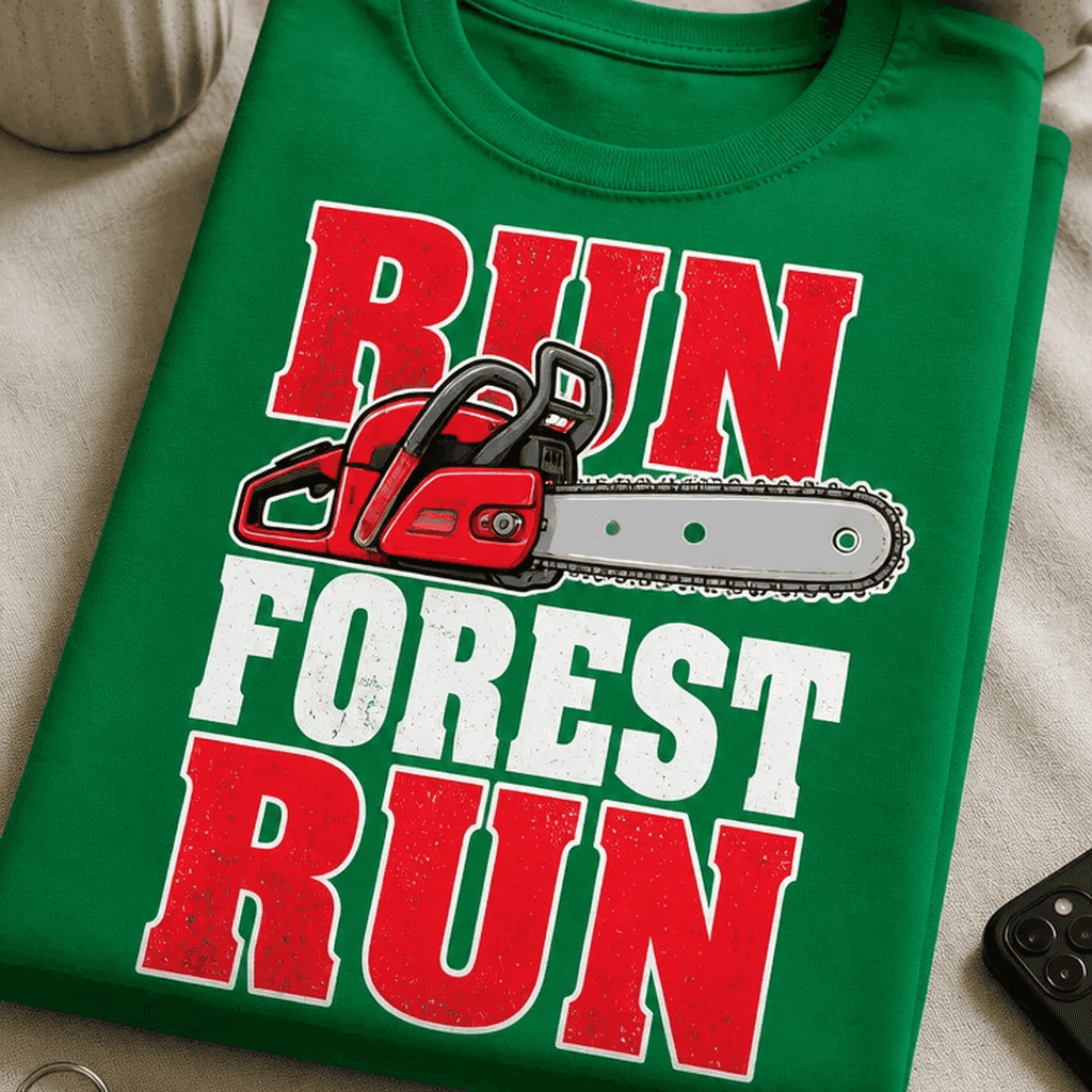 Majica za ljubitelje črnega humorja - RUN FOREST RUN