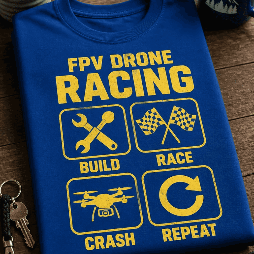 Majica za ljubitelje FPV dronov build race crash repeat
