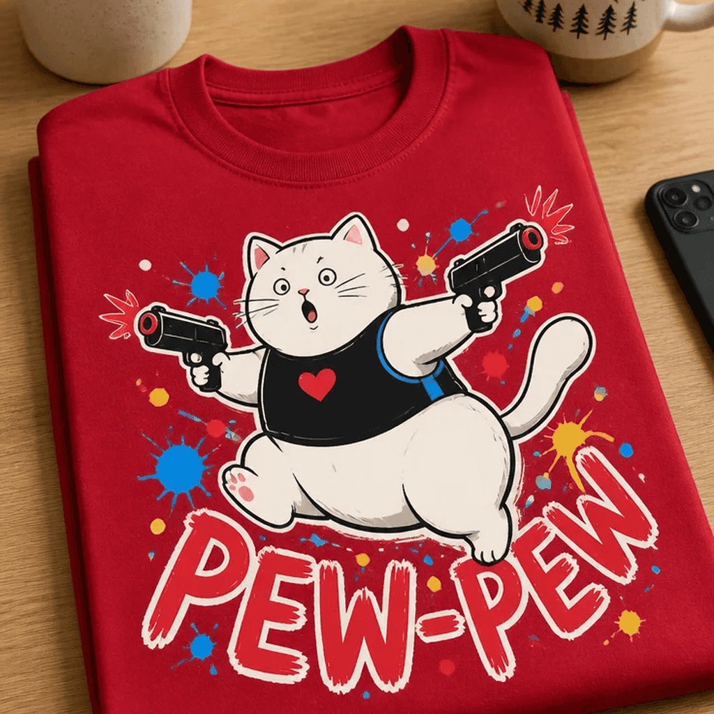 Majica za ljubitelje mačjega humorja - PEW-PEW