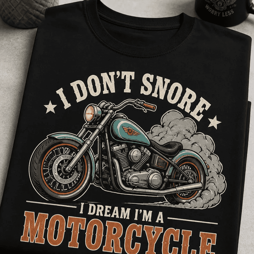 Majica za motoriste z motorjem in zabavnim citatom